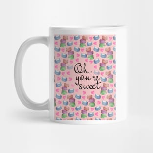 Oh Youre Sweet Macaron Dreams Watercolour Black Mug